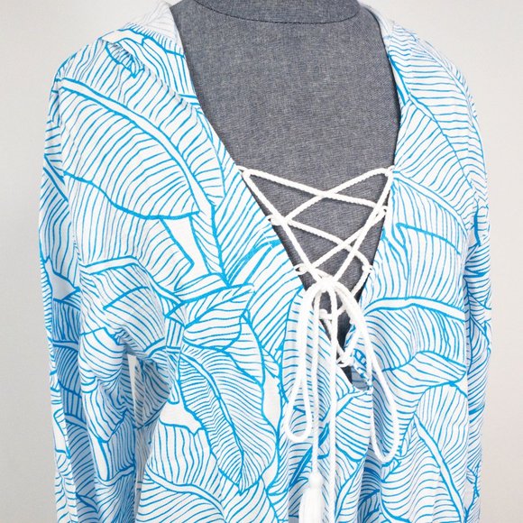 Blue Tropical Print Swim Coverup - Picture 3 of 10